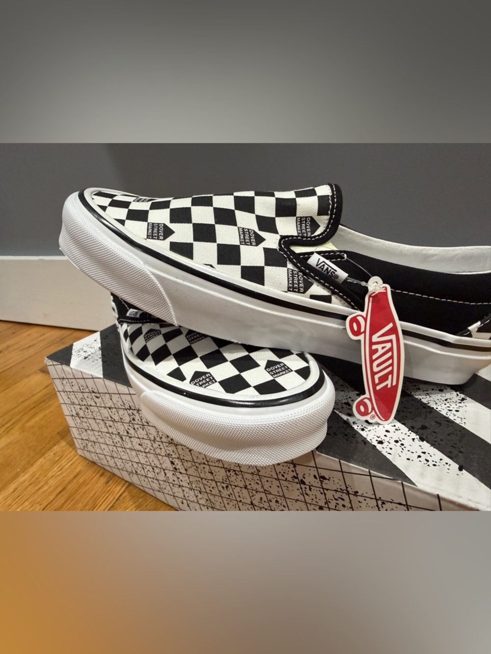 Vans Vault x Dover Street Market Checkerboard Slip-On Sneakers — Black & White